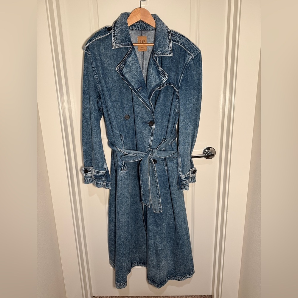 GAP - Longline Denim Trench Coat - XXL TALL, Light Blue - Picture 7 of 17